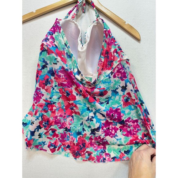 Wave Zone Women's Floral Halter Tankini Top Swimwear Size 12 Multicolor Padded - Picture 6 of 8